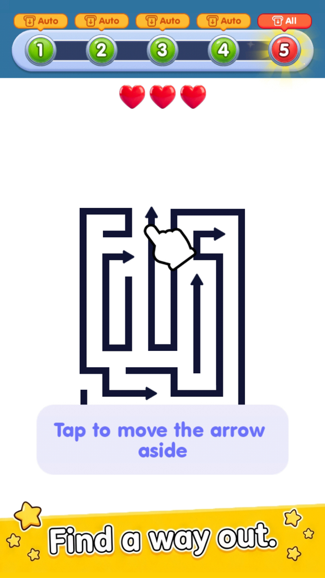 Arrow Puzzle Master in-game puzzle board with arrows and maze paths